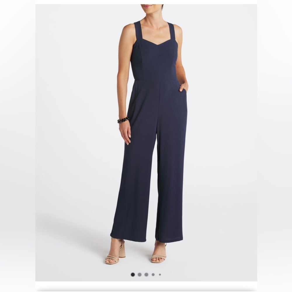 Market & Spruce Jaida Smocked Back Jumpsuit Navy Blue - Size XL New with Tags